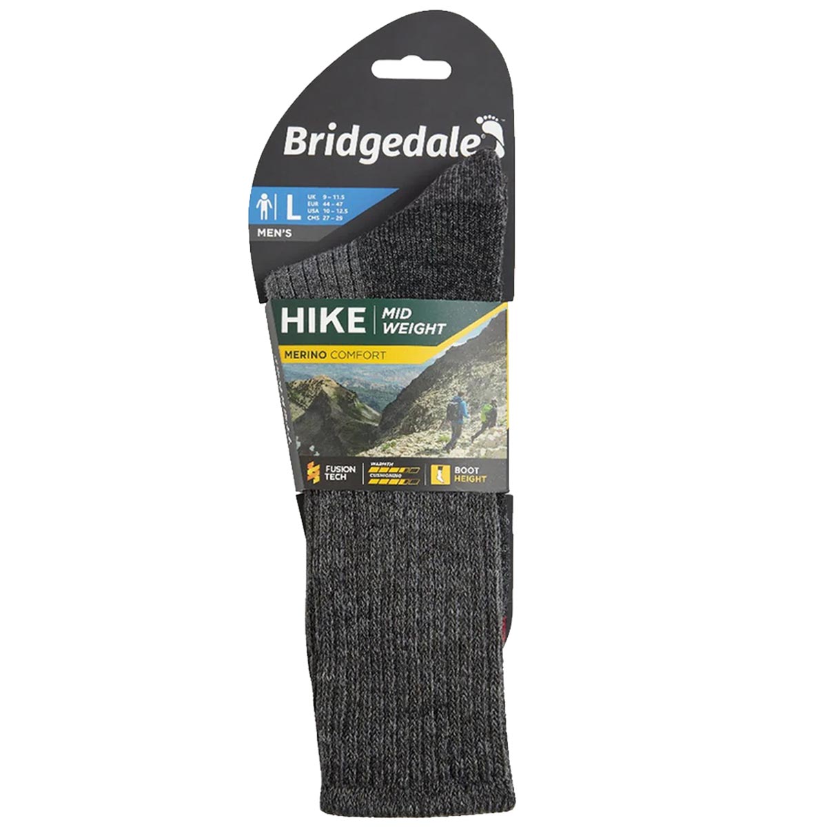 bridgedale mens hike midweight merino comfort boot sock charcoal