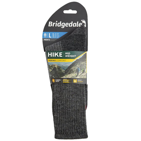 bridgedale mens hike midweight merino comfort boot sock charcoal