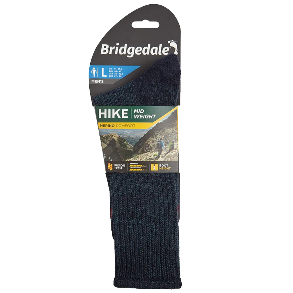 bridgedale mens hike midweight merino comfort boot sock navy
