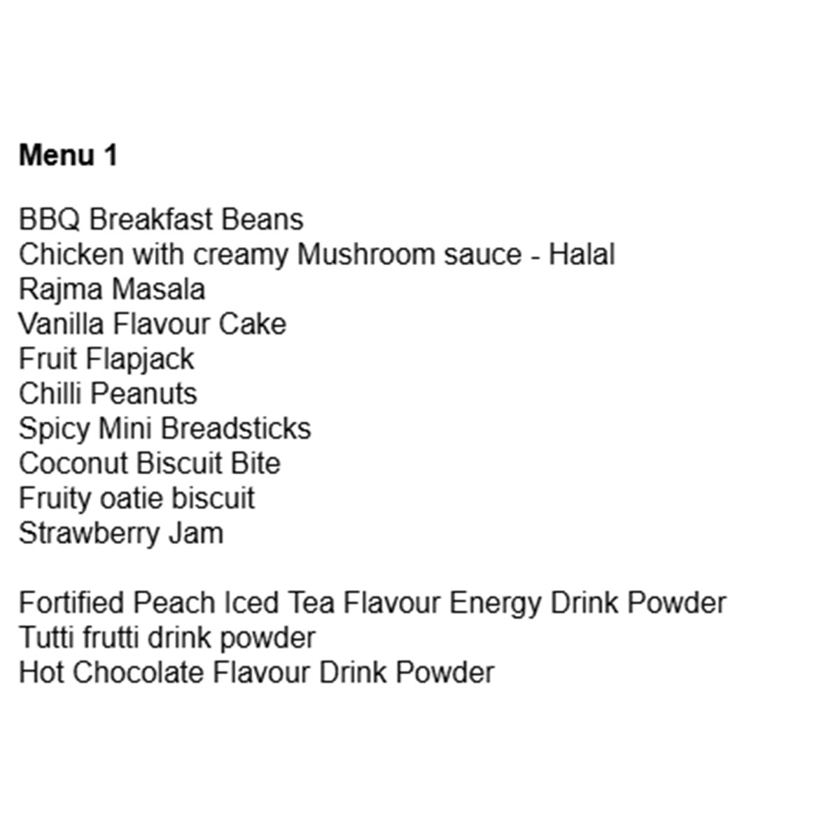 british army 24 hour halal ration pack menu 1