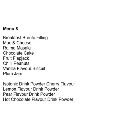 british army 24 hour vegetarian ration pack menu 8 bag