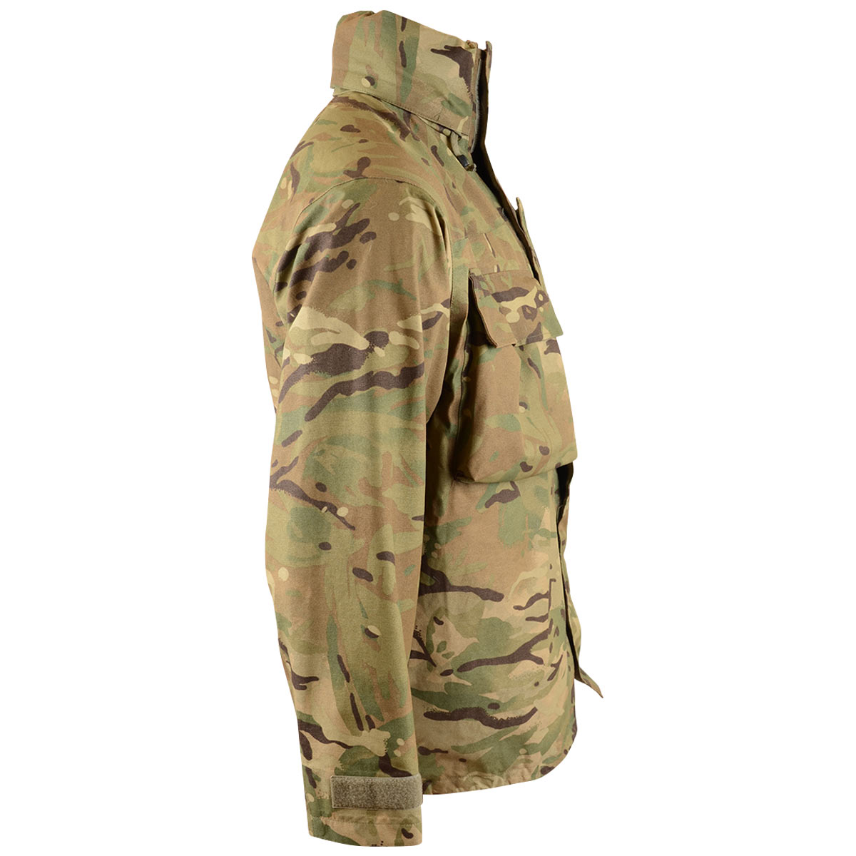 british army mvp waterproof jacket with pockets mtp camo grade 1 side view