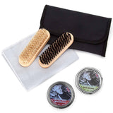 brown boot polishing kit with black pouch
