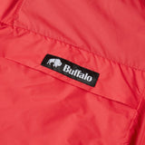 buffalo logo on map pocket on red special 6 shirt