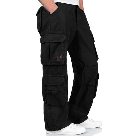 cargo pockets on black surplus airborne vintage trousers