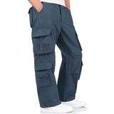 cargo pockets on blue surplus airborne vintage trousers