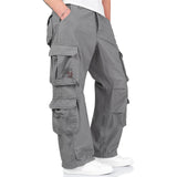 cargo pockets on grey surplus airborne vintage trousers