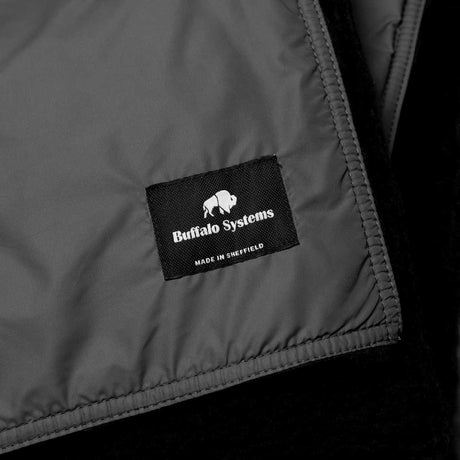 close up of black buffalo field blanket