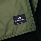 close up of green buffalo field blanket