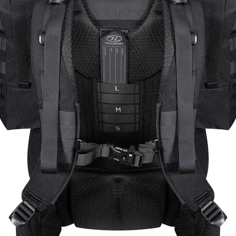 close up on straps highlander forces elite pack 66l black
