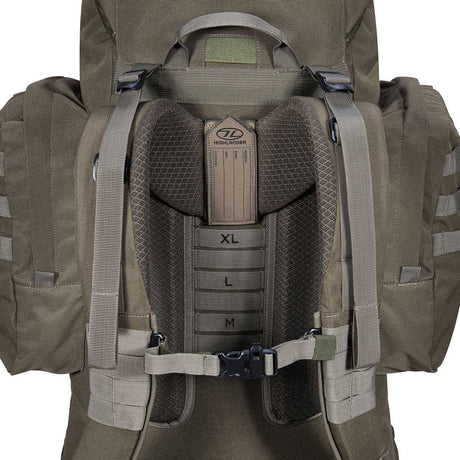 close up on straps highlander forces elite pack 88l ranger green