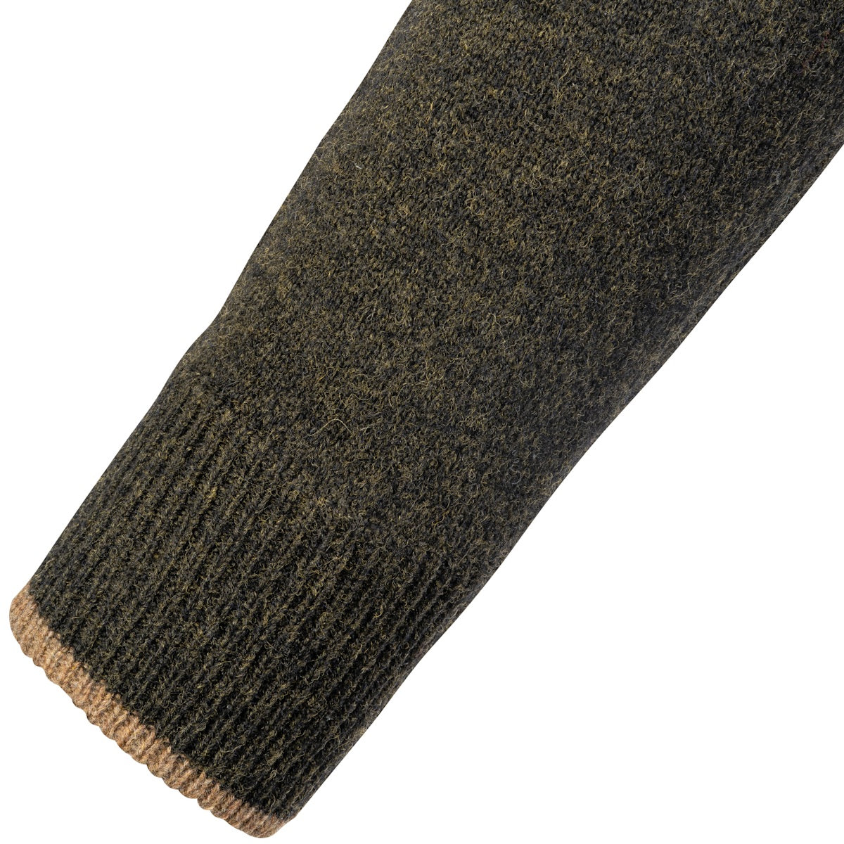 contrast cuff jack pyke ashcombe lambswool crewknit dark olive jumper