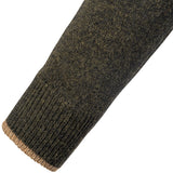contrast cuff jack pyke ashcombe lambswool crewknit dark olive jumper