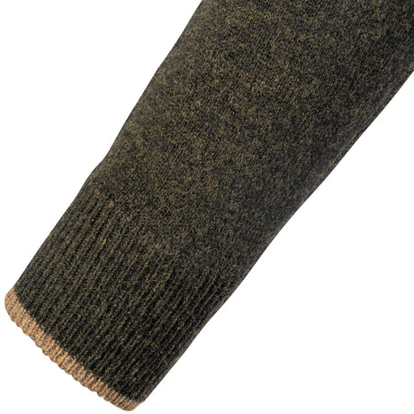contrast cuff jack pyke ashcombe lambswool crewknit dark olive jumper