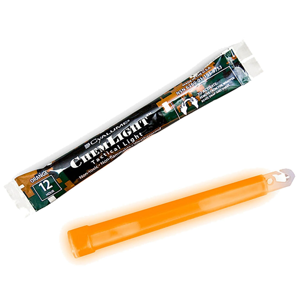 Chemlight Formulas Cyalume Military Chemlight Lightstick 12 Hour 6” Orange | Military Kit