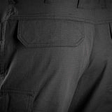 dark grey stoirm tactical trousers with rear flap pockets