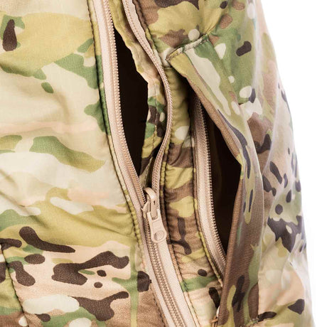 detail of hand and ventilation zip on multicam tactical softie snugpak jacket