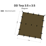 diagram of dd hammocks tarp 3.5 x 3.5 brown