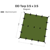 diagram of dd hammocks tarp 3.5 x 3.5 olive green