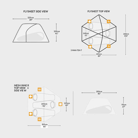 dimension diagram of snugpak bunker ix tent