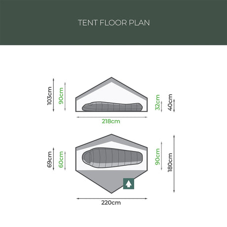 floor plan highlander 1 person tent pine green
