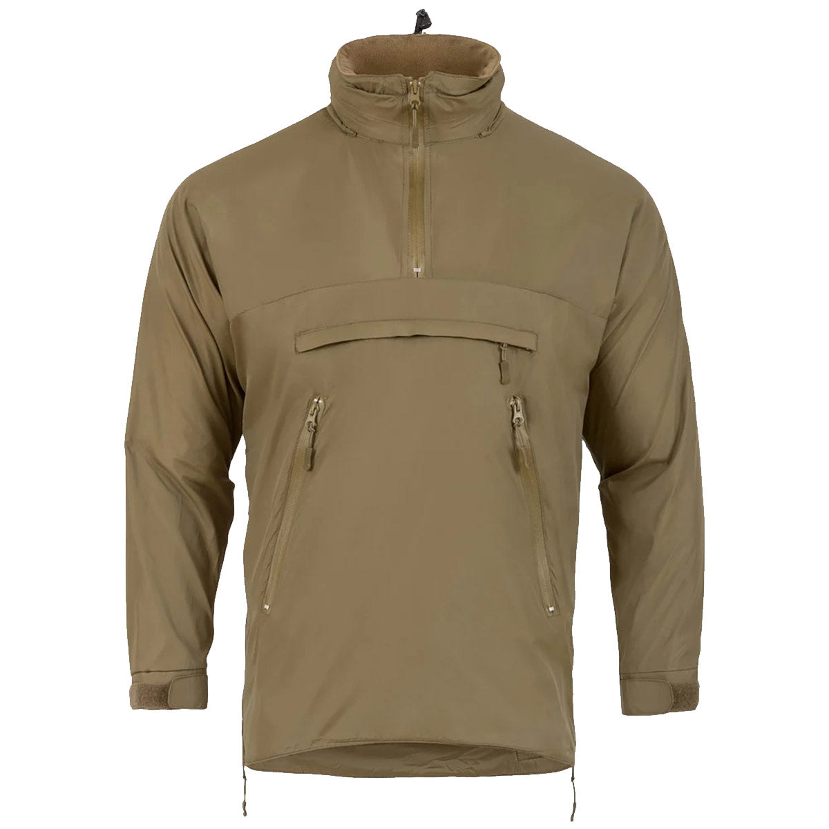 front of highlander halo tactical smock jacket olive hood down