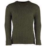front of wellbeck woolly pully crew neck sweater no patches olive green