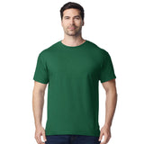 front view model wearing mens gildan short sleeve heavy cotton tshirt forest green