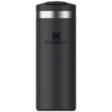 front view of 350ml black stanley transit flip top mug