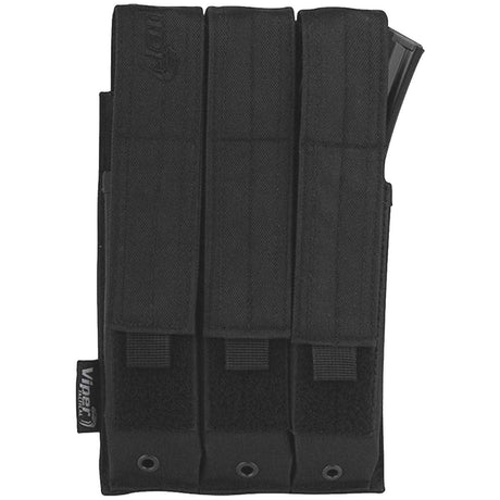 front view of black viper triple mp5 molle mag pouch