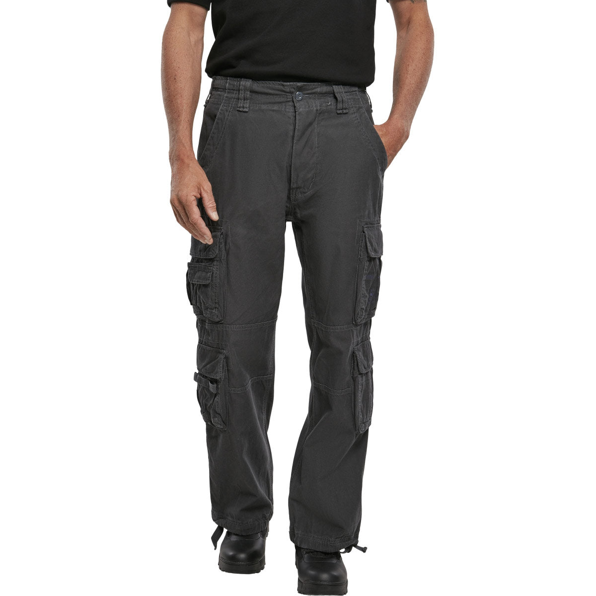 front view of brandit pure vintage anthracite grey trousers