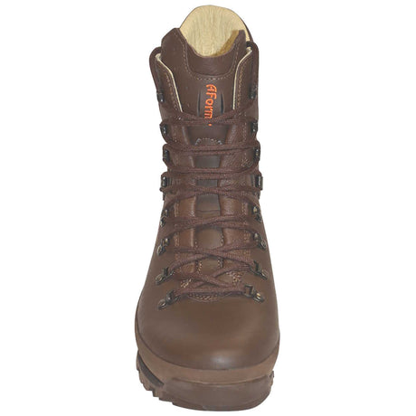 front view of brown altberg military ops mod boots