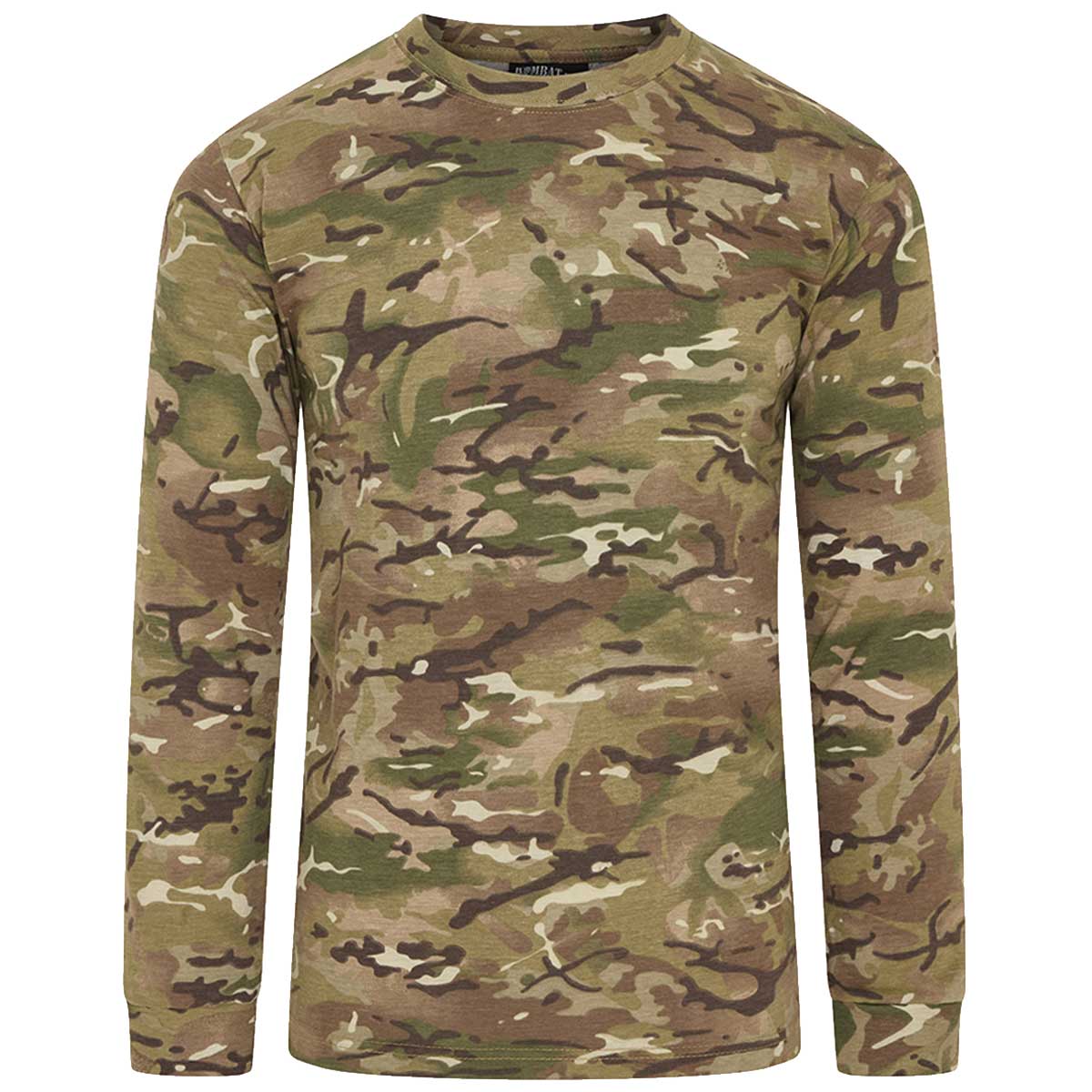 front view of btp camo kombat long sleeved tshirt