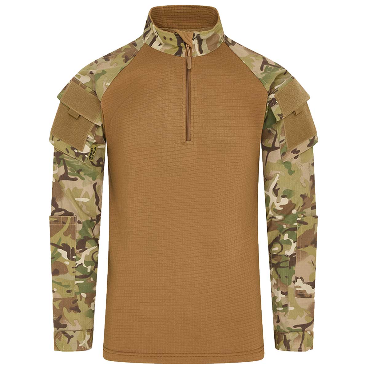 front view of btp camo kombat ubacs tactical fleece shirt