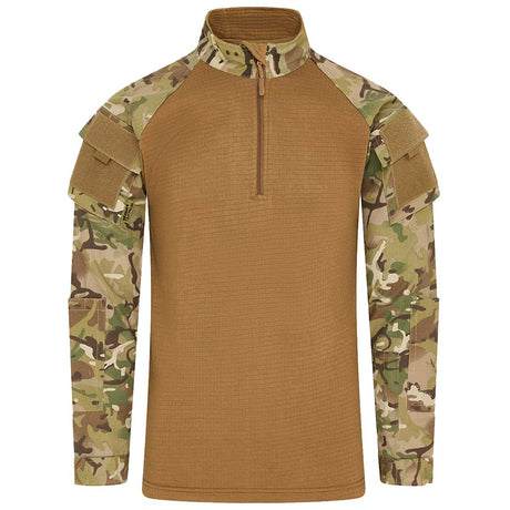 front view of btp camo kombat ubacs tactical fleece shirt
