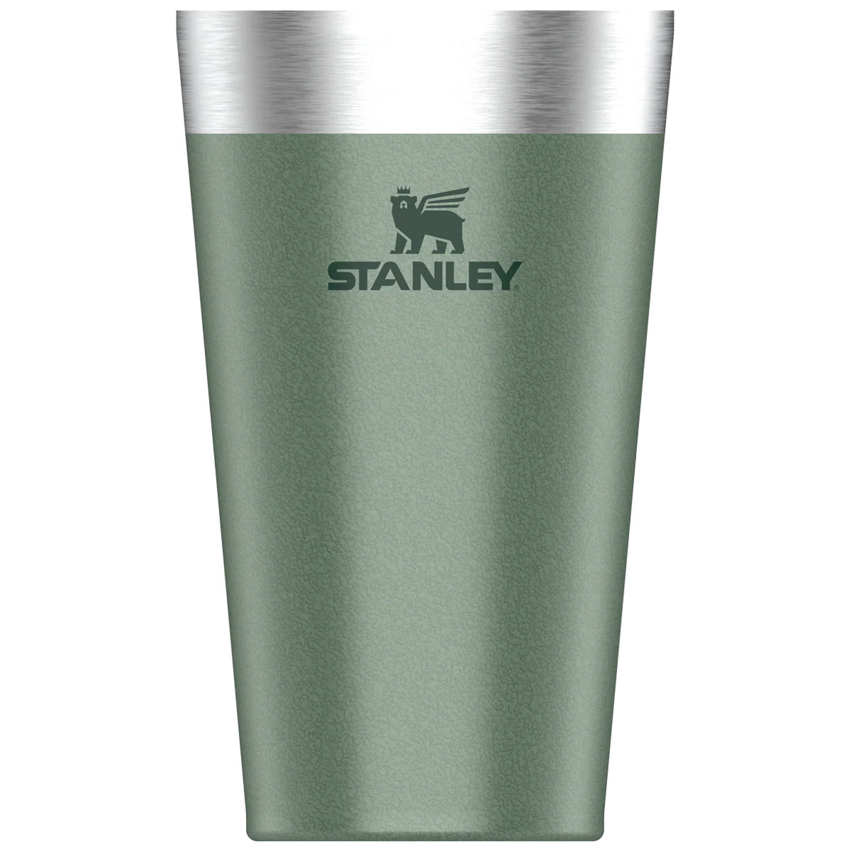 front view of hammertone green 470m stacking tumbler