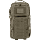 front view of highlander recon ranger green 28l pack with molle loops