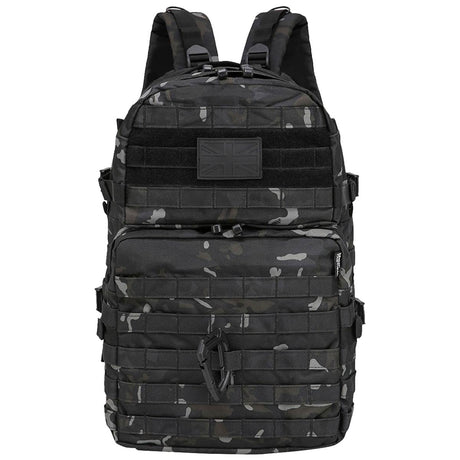 front view of kombat 40l molle btp black assault pack rucksack