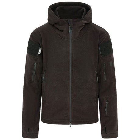 front view of kombat tactical recon black hoodie with full zip