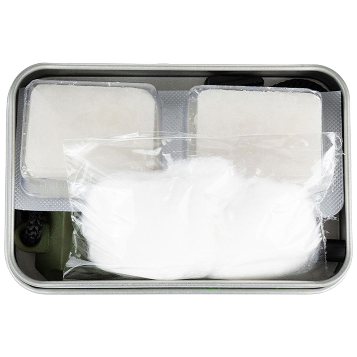 fuel tablets and cotton wool of web tex steel of fire starter kit