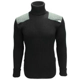 ghillie roll neck woolly pully sweater with harris tweed patches
