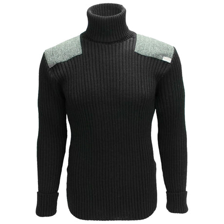 ghillie roll neck woolly pully sweater with harris tweed patches