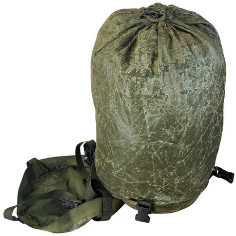 green british army sleeping bag compression sack with drawstring closure