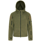 green kombat tactical recon hoodie with hood up