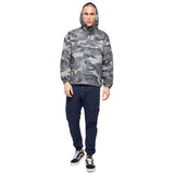 grey camo brandit summer windbreaker with hood up