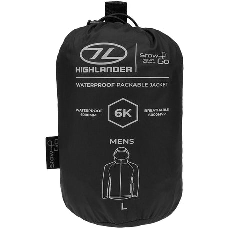 highlander black stow go 2 jacket stuff sack