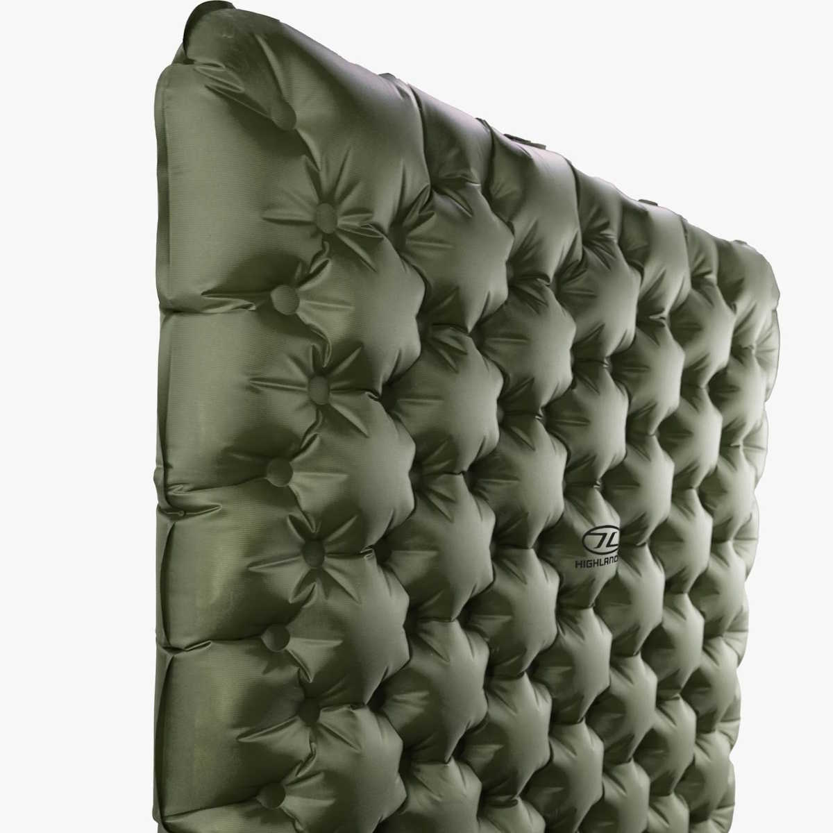 highlander olive green nap pak arctic r11 inflatable sleeping pad with hex pattern