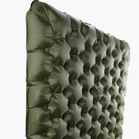 highlander olive green nap pak arctic r11 inflatable sleeping pad with hex pattern