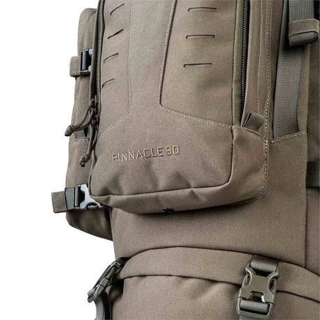 highlander pinnacle backpack 90l ranger green close up on pouch