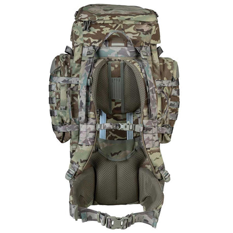 highlander pinnacle rucksack 90l hmtc camo rear waist strap